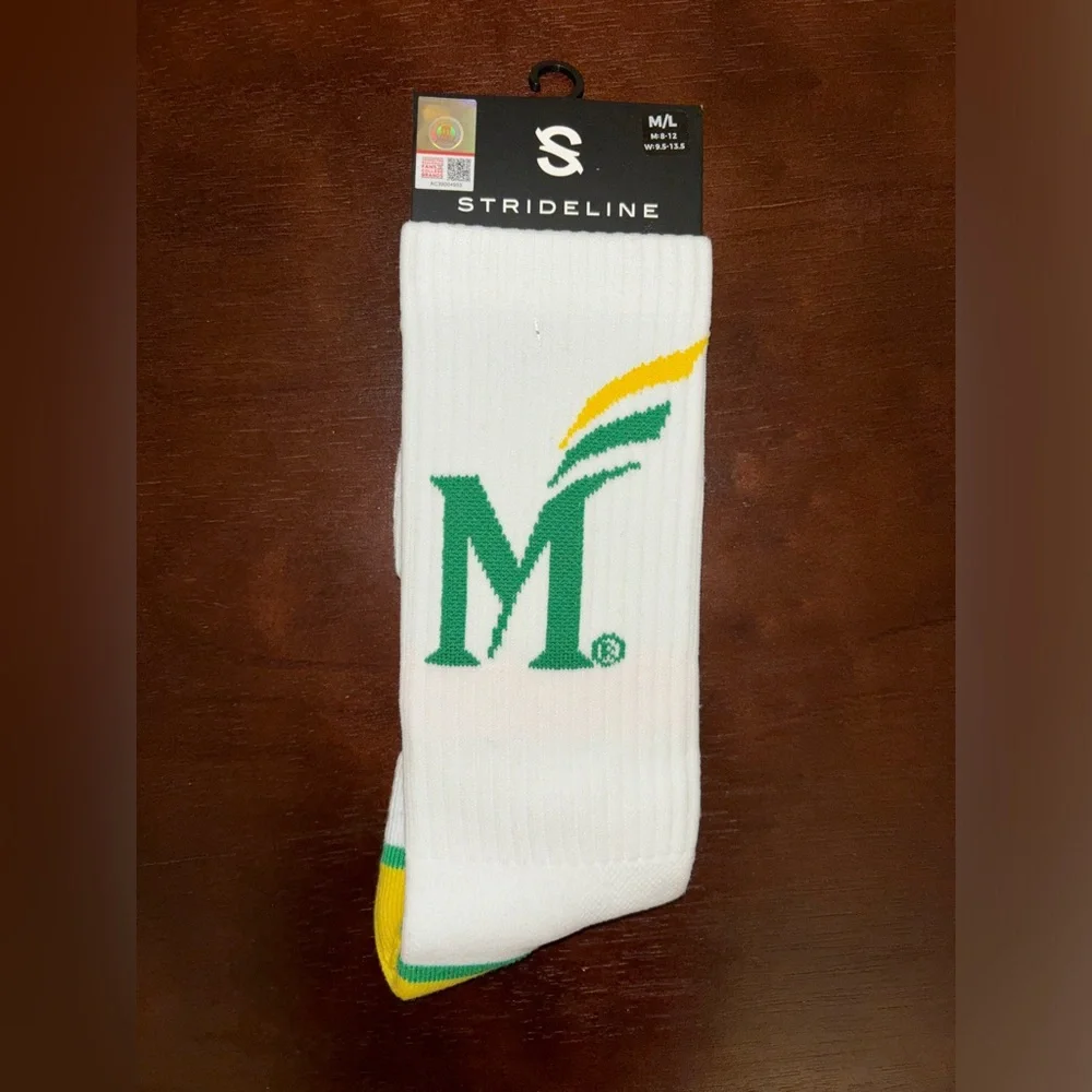 GEORGE MASON UNIVERSITY STRIDELINE CREW SOCKS NWT MEN’S SHOE SIZE 8-12